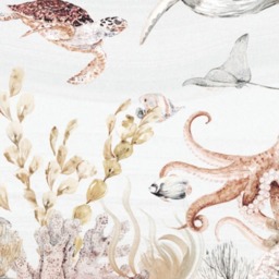 Rackhams Watercolour SeaLife Coral Reef Nursery 3 panel repeatable Mural 1.59 x 2.8m - thumbnail 3