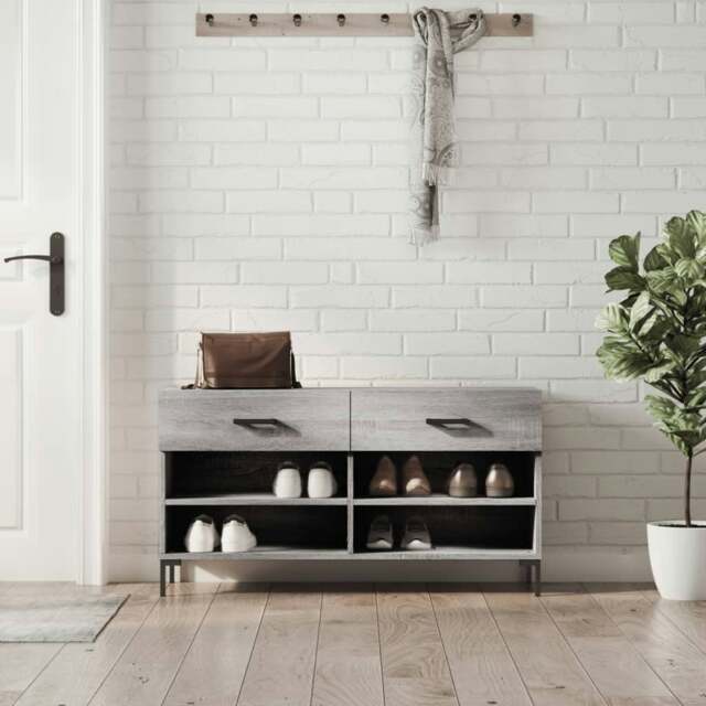 Rackhams Shoe Bench Grey Sonoma 102x35x55 cm Engineered Wood