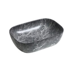 Rackhams 7840 Ceramic Oblong Countertop Basin in Black Marble Effect - Black Marble Effect - Ceramic - One Size - thumbnail 2