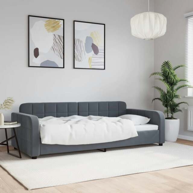 Rackhams Day Bed Dark Grey 90x190 cm Velvet