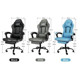Rackhams Office Chair Gaming Racing Recliner Adjustable Spring Cushion Footrest - Blue - thumbnail 5