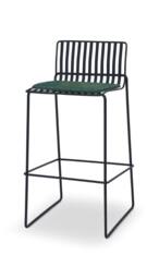 Rackhams Finn Bar Stools - Matt Black - Green Seat Pad