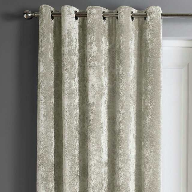 Rackhams Crushed Velvet Eyelet Door Curtain - 117cm x 213cm - Natural