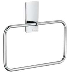 Rackhams Polished Chrome Rectangular Towel Ring (W) 20cm Wall Mounted with Concealed Screws Bathroom Towel Holder