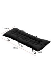 Rackhams 125*48cm Thick Soft Garden Seat Cushion - Black - thumbnail 2