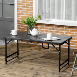 Rackhams Foldable Outdoor Dining Table for 4, Height Adjustable Steel Legs