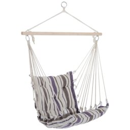 Rackhams Outdoor Hammock Cushioned Chair Patio Swing Seat Wooden Brown Garden - Orange Stripe - Cotton, Hardwood, Metal - Seat Size: 57W x 47.5D （cm） - thumbnail 2