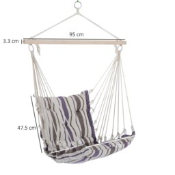 Rackhams Outdoor Hammock Cushioned Chair Patio Swing Seat Wooden Brown Garden - Orange Stripe - Cotton, Hardwood, Metal - Seat Size: 57W x 47.5D （cm） - thumbnail 6