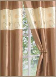 Rackhams Rimini Floral Eyelet Door Panel - 117cm x 228cm - Latte - thumbnail 1