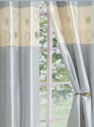 Rackhams Rimini Floral Eyelet Door Panel - 117cm x 228cm - Latte - thumbnail 2