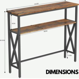 Rackhams Industrial Console Table With 2 Shelves Rustic Brown - thumbnail 5