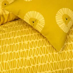 Rackhams Luxury Super Soft Lion Reversible Duvet Set & Pillowcases - Ochre - Single (135cm x 200cm) - thumbnail 4