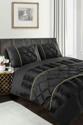 Rackhams Eleanor Embellished Pintuck Glitter Detail Duvet Cover Set - White - King - thumbnail 3