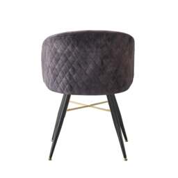 Rackhams Set of 4 Vittorio Velvet Dining Chairs with Black Metal Legs, Quilted Design Modern Accent Chair - Velvet - Black - Modern - thumbnail 6