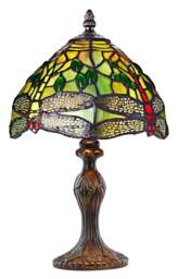 Rackhams Green Stained Glass Dragonfly Tiffany Lamp - Hand Crafted