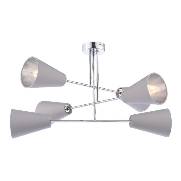 Rackhams Oden 6 Light Grey Semi-Flush Ceiling Light - image 1