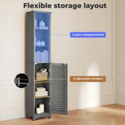 Rackhams Tall Bathroom Cabinet Slim Freestanding Bathroom Storage Cupboard Unit - thumbnail 5