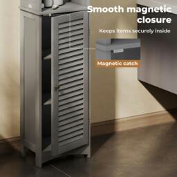 Rackhams Tall Bathroom Cabinet Slim Freestanding Bathroom Storage Cupboard Unit - thumbnail 6
