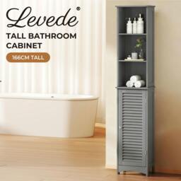 Rackhams Tall Bathroom Cabinet Slim Freestanding Bathroom Storage Cupboard Unit - thumbnail 2