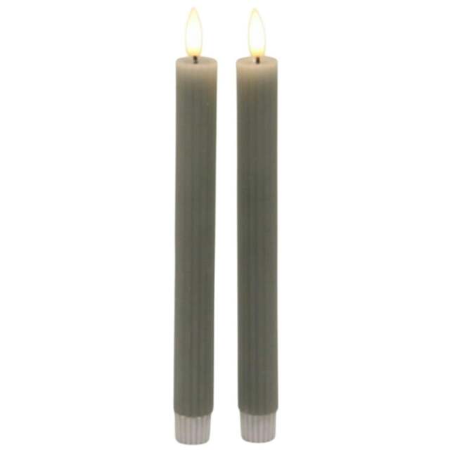 Rackhams Luxe Collection Ribbed Taper Candle - Grey - One Size - Grey - 100% Mixed