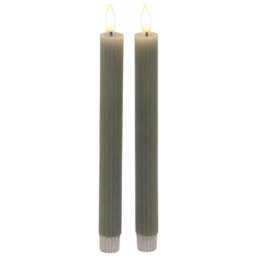 Rackhams Luxe Collection Ribbed Taper Candle - Grey - One Size - Grey - 100% Mixed