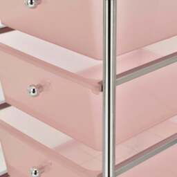 Rackhams 4-Drawer Mobile Storage Trolley Pink Plastic - thumbnail 6