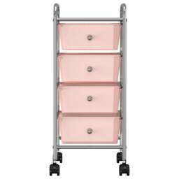 Rackhams 4-Drawer Mobile Storage Trolley Pink Plastic - thumbnail 2