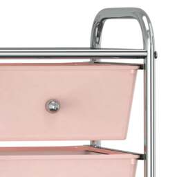 Rackhams 4-Drawer Mobile Storage Trolley Pink Plastic - thumbnail 5