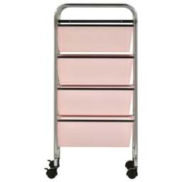 Rackhams 4-Drawer Mobile Storage Trolley Pink Plastic - thumbnail 4