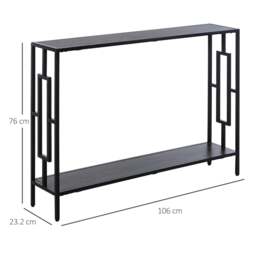Rackhams Comi 106cm Metal And Wooden Grey And Black Narrow Industrial Console Table With Bottom Shelf - thumbnail 3