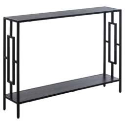 Rackhams Comi 106cm Metal And Wooden Grey And Black Narrow Industrial Console Table With Bottom Shelf - thumbnail 2