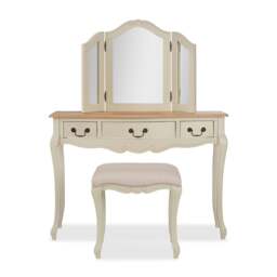 Rackhams Juliette Dressing Table Set with Table, Mirror and Stool. French Vanity Unit - Champagne, Cream - thumbnail 3