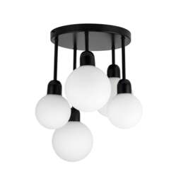 Rackhams Broome Bathroom 5 Light Opal Glass Ceiling Light - Matt Black - thumbnail 4
