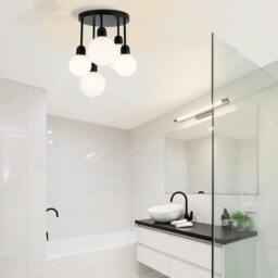 Rackhams Broome Bathroom 5 Light Opal Glass Ceiling Light - Matt Black - thumbnail 2