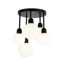 Rackhams Broome Bathroom 5 Light Opal Glass Ceiling Light - Matt Black - thumbnail 3
