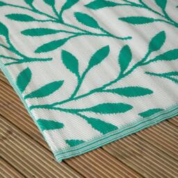 Rackhams 1.5m x 2.1m Green Leaves Large Outdoor Alfresco Patio Rug Mat - thumbnail 2