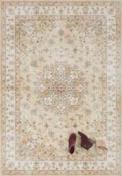 Rackhams Nain Oriental-Optic Golden Yellow Rug – Vintage Medallion - 120X170 cm - thumbnail 1