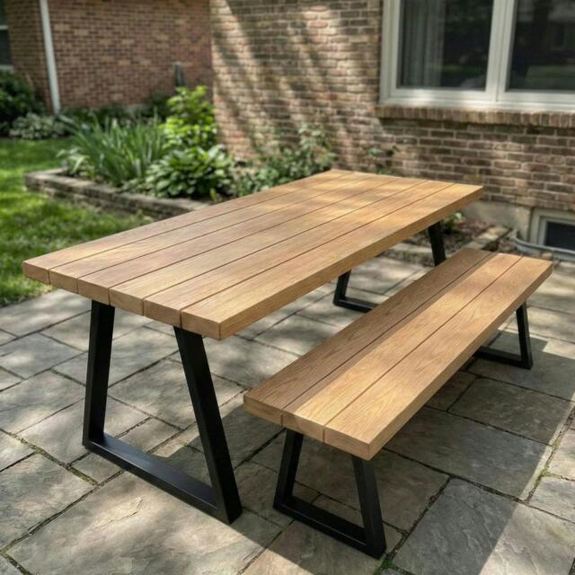 Rackhams Slatted Solid Oak Outdoor Table - 140 - 90 - image 1