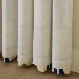 "Rackhams Abacus Flower Navy Fully Lined Ready Made Eyelet Curtains - Navy - Cotton - 90x72""" - thumbnail 4