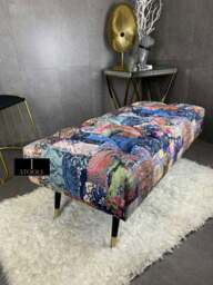 Rackhams Demask Upholstered Footstool Ottoman – Handmade Stylish Seating - Damask - 50 x 36 inches (127 x 91cm) - thumbnail 1