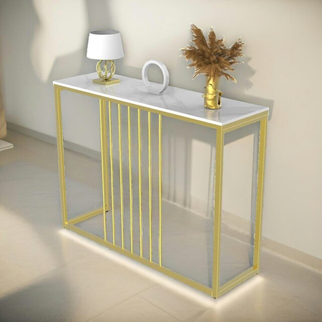 Rackhams Marble Hallway Console Table White And Gold - image 1
