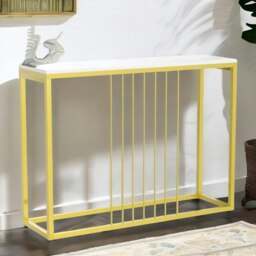 Rackhams Marble Hallway Console Table White And Gold - thumbnail 2