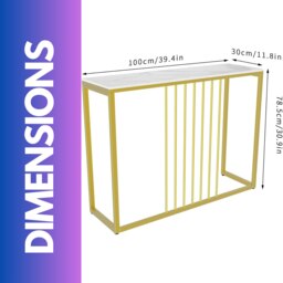 Rackhams Marble Hallway Console Table White And Gold - thumbnail 6