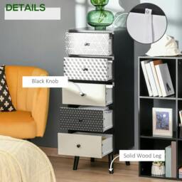 Rackhams Chest of Drawers, 5 Drawer Dresser, Vertical Storage Organizer Unit for Bedroom, Living Room - thumbnail 4