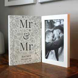 Rackhams Personalised Wedding Wooden Hinged 6x4 Photo Frame - White - Wood - 4x6 - thumbnail 4