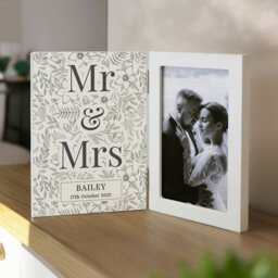 Rackhams Personalised Wedding Wooden Hinged 6x4 Photo Frame - White - Wood - 4x6 - thumbnail 1