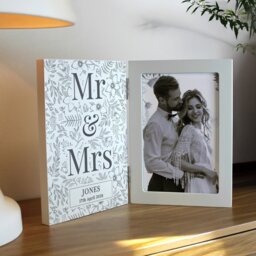 Rackhams Personalised Wedding Wooden Hinged 6x4 Photo Frame - White - Wood - 4x6 - thumbnail 5