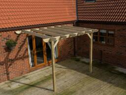 Rackhams Wall Mounted Wooden Pergola Kit - Corbel Design - Rustic Brown - 3m x 4.8m - thumbnail 5