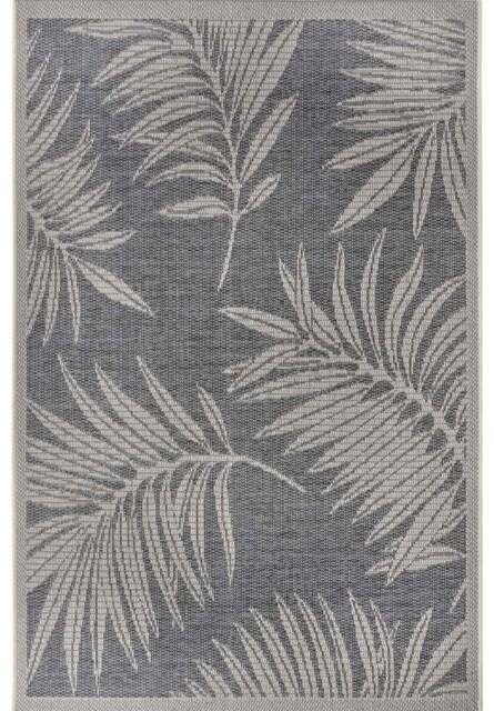 Rackhams Indoor & Outdoor Tribal Floral Rug – Grey - 76X150 cm - image 1