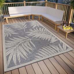 Rackhams Indoor & Outdoor Tribal Floral Rug – Grey - 76X150 cm - thumbnail 5